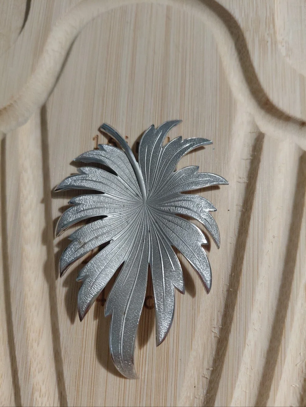 Silver Leaf Burst Brooch - Sculpted Metal Pin